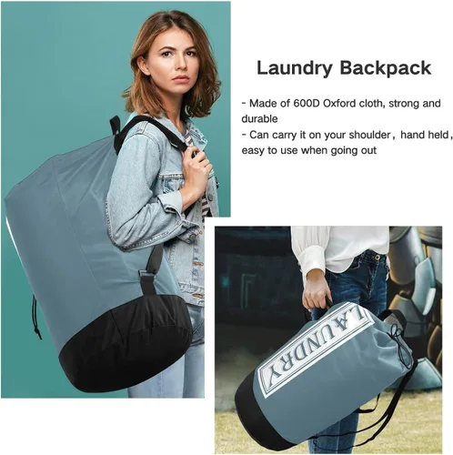 Miniatura 6 de Bolsa de lavandería, lavable, lo suficientemente grande, organizador de ropa sucia para viajes universitarios, campamentos, artículos esenciales