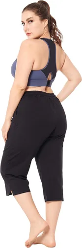 Miniatura 5 de ZERDOCEAN Pantalones cortos de yoga para mujer, talla grande, para interiores, con bolsillos y cordón