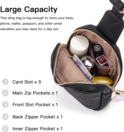 Miniatura 2 de Telena Riñonera pequeña para mujer, de cuero, cangureras, bolsa de pecho para mujer
