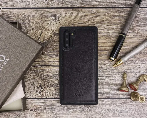 Miniatura 2 de Venito Lucca - Funda de piel compatible con Samsung Galaxy Note 10 (6.3 pulgadas), extra segura, con cubierta trasera acolchada, color negro rústico