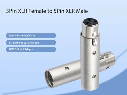 Miniatura 6 de XLR - Adaptador hembra de 3 pines a macho de 5 pines, divisor de señal DMX/audio, cable blindado doble con terminales chapados en plata para 3Pin F