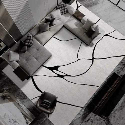 Miniatura 17 de YIHOUSE Alfombra lavable de 5 x 7 pies, moderna abstracta en blanco y negro, antideslizante, para dormitorio, oficina en casa (abstracto, 5 x 7 pies)
