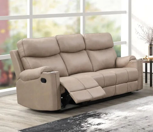Miniatura 16 de Betsy Furniture Juego de sofá reclinable de microfibra para sala de estar 8007 (topo, sofá+sofá biplaza+sillón reclinable)