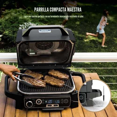 Miniatura 4 de Parrilla de exterior Ninja OG751 Woodfire Pro con termómetro incorporado, parrilla Master 7 en 1, ahumador de barbacoa y freidora de aire