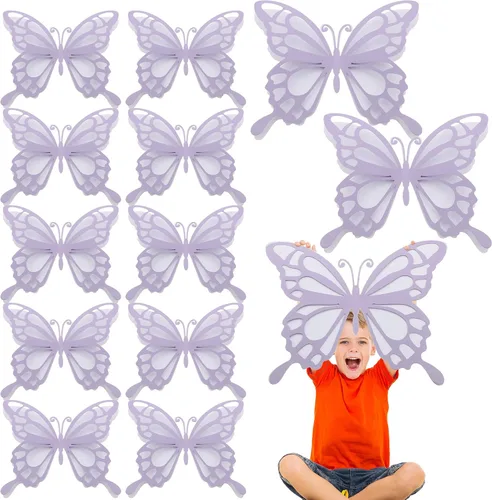Miniatura 10 de Geyee 12 piezas de decoración de fiesta de mariposa grande 3D de 12 pulgadas, 10 pulgadas, centros de mesa de mariposa grandes para mesas, baby Oro