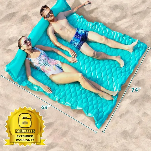 Miniatura 6 de Jasonwell Flotadores flotantes para piscina, flotador inflable gigante para piscina, balsa de lago, sala de estar, flotador, tumbona, playa, Verde