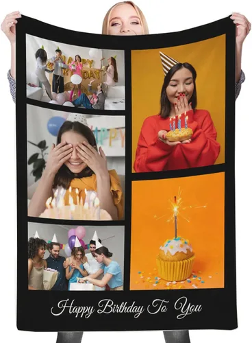 Miniatura 13 de Regalos de cumpleaños personalizados, manta personalizada con mis propias fotos para mujeres, hombres, mamá, papá