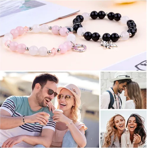 Miniatura 4 de SINCSEFK Pulseras a juego para parejas, mejores amigos, araña, gatito, televisión, niña, pulseras de amistad, pulseras de relación de larga