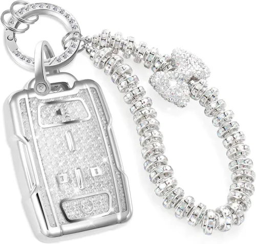 Miniatura 42 de para llavero de Cadillac con funda de TPU con superficie granulada y cuerda trenzada metálica, funda de llavero mejorada para 2020 en adelante CT4
