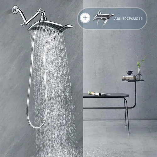 Miniatura 8 de BRIGHT SHOWERS Extensor de brazo de ducha de latón para lluvia y cabezal de ducha de mano, brazo de extensión universal de 5 pulgadas, altura y Cromo