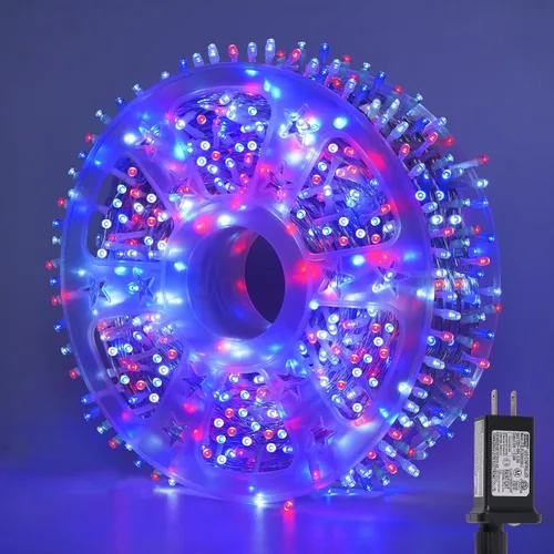 Miniatura 26 de QITONG Tira de luces rojas y verdes para exteriores, 165 pies, 500 luces LED de alambre transparente de Navidad para interiores, 8 modos de luz