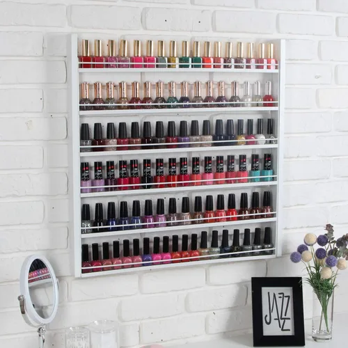 Miniatura 3 de J JACKCUBE DESIGN MK528C - Organizador de esmalte de uñas de madera blanca con estantes de 6 niveles, 100 botellas de montaje en pared, soporte