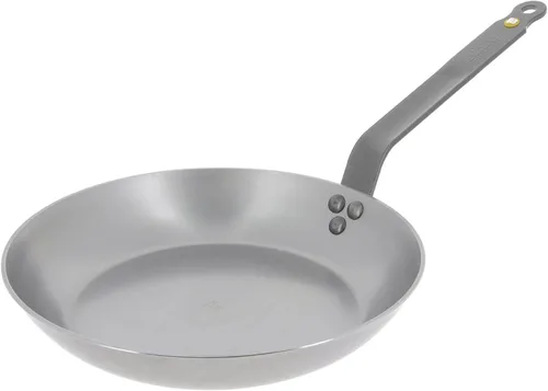 Sartén redonda de hierro DeBuyer con mineral B, 7.9 pulgadas, Plateado/Gris
