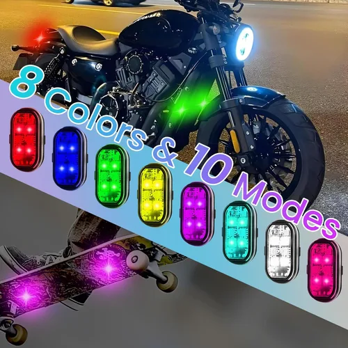 Miniatura 2 de 4 piezas de luces estroboscópicas LED inalámbricas para automóvil, luz intermitente recargable USB tipo C, luces estroboscópicas con control remoto