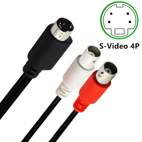 Miniatura 3 de S-Video - Cable divisor de 4 pines a BNC, mini DIN de 4 pines S-Video macho a doble BNC hembra conector divisor en Y (9.8 in/10 pulgadas)