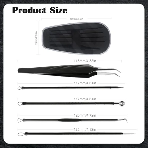 Miniatura 7 de FVION Kit de extractor de espinillas y acné, kit de herramientas profesional para reventar espinillas, pinzas para el acné y herramientas