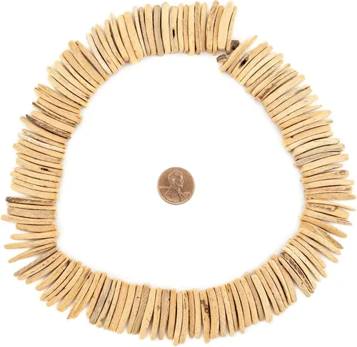 Miniatura 2 de TheBeadChest - Cuentas de coco natural crema (0.157 x 1.024 in)