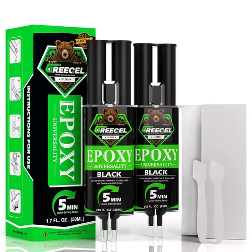 Miniatura 9 de Pegamento epoxi transparente de 2 partes, adhesivo epoxi de 5 minutos, jeringa de 0.85 onzas (paquete de 2), pegamento de resina epoxi transparente