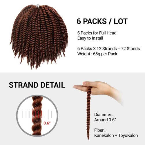 Miniatura 2 de Trenzas de ganchillo de pelo sintético auténtico doble Jumbo Senegalese Twist 12" (30)