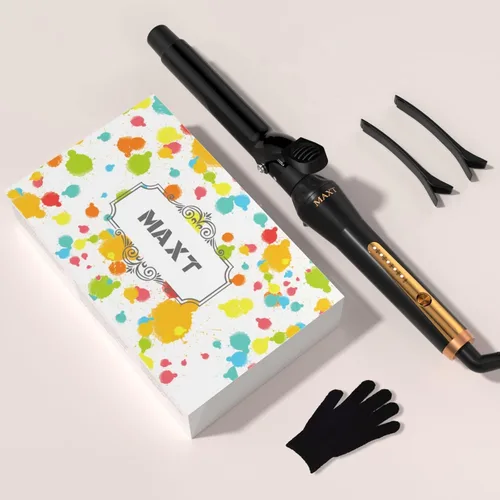 Miniatura 6 de Varita rizadora de turmalina de cerámica de 1 pulgada, rizador de pelo de doble voltaje para rizos y ondas de larga duración con 5 ajustes de calor