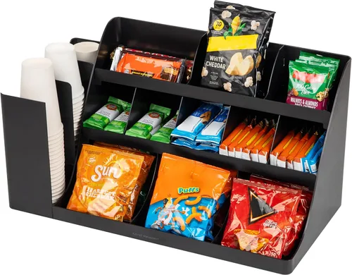 Miniatura 5 de Mind Reader "Pioneer breakroom Organizador 11 Compartimiento condimento Soporte, color negro, 14 compartimentos - extra grande, Negro