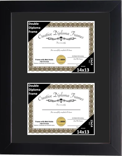 Miniatura 64 de Creative Picture Frames Marco de diploma doble clásico negro de 6 x 8 pulgadas con vidrio negro y colgador de pared instalado
