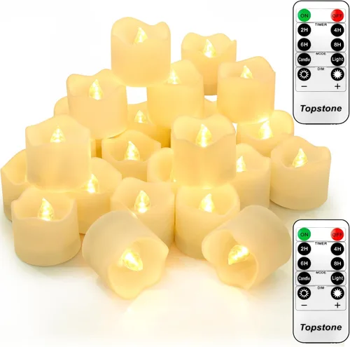 Miniatura 12 de Topstone Vela de Té LED Naranja de Halloween con Temporizador de 4/6/8 H, Control Remoto Vela Sin Llama, Velas Falsas a Batería, Vela Votiva