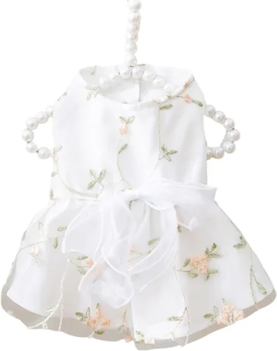Miniatura 6 de Vestidos de princesa para perro, falda de cachorro con encaje y lazo bordado para niña, ropa de gato, boda, fiesta de cumpleaños Azul