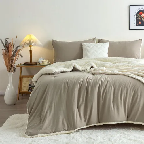 Miniatura 19 de COTTEBED Juego de edredón ultrasuave para cama King, para uso en todas las estaciones, peso ligero con microfibra de algodón lavado cálida y Verde