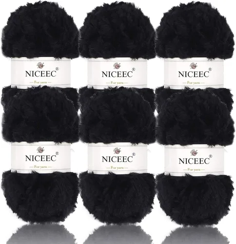 Miniatura 82 de NICEEC Hilo de Pelo Sintético Super Suave, Grueso y Esponjoso, Hilo de Pestañas para Crochet y Tejido (Longitud Total 192m/9.1kg) - Otoño/300g