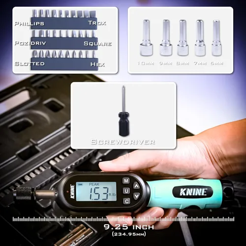 Miniatura 3 de KNINE OUTDOORS Juego de llave de torque digital de 1/4 pulgada, juego de destornillador de torque en pulgadas-libras para mantenimiento, 10-100