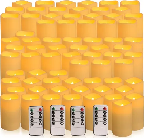 Enpornk Juego de 72 velas LED sin llama de 2.2 pulgadas de profundidad x 4 pulgadas de alto, 5 pulgadas y 6 pulgadas, impermeables, para interiores
