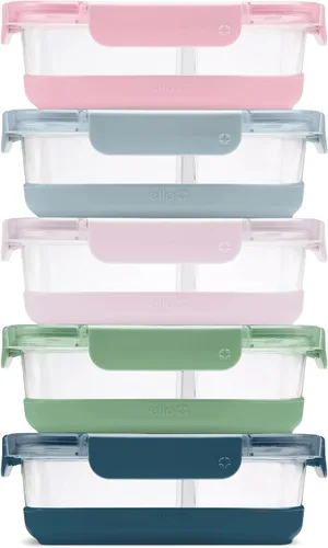Ello Duraglass Refresh - Juego de 3.4 tazas divididas para preparación de comidas, 10 unidades, paquete de 5, recipiente de almacenamiento de