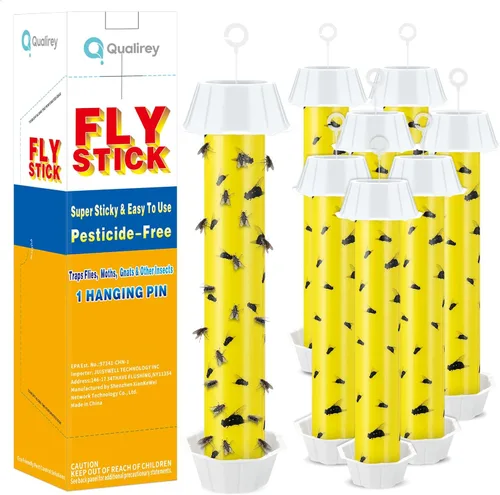 Miniatura 10 de Qualirey 8 trampas para moscas para interiores y exteriores, trampa adhesiva para moscas de frutas, para insectos domésticos, 10 x 2.5 pulgadas