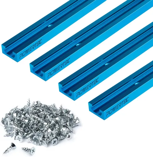 Miniatura 10 de POWERTEC 71209 Kit de intersección de riel en T de 3 pulgadas con agujeros de montaje pretaladrados y tornillos para madera, para riel en T