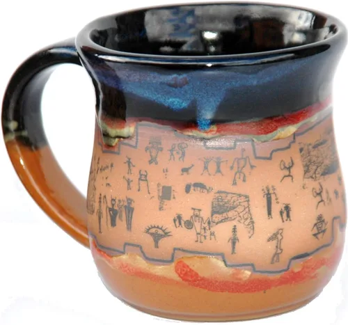 ALWAYS AZUL POTTERY Taza con diseño de ruinas en Azulscape – Taza de café de cerámica hecha a mano – Elegante y único vaso artístico hecho a mano –