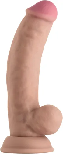 Miniatura 12 de Model C - Consolador realista curvado hacia abajo con bolas, juguetes sexuales de silicona líquida de doble densidad para mujeres y hombres