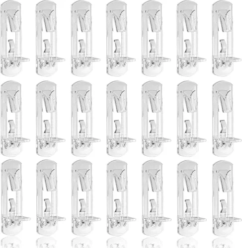 Miniatura 12 de 60 piezas de pasadores de estante con bloqueo – Clavijas de estante de gabinete de 7.9mm, clips de estante de plástico transparente para tableros