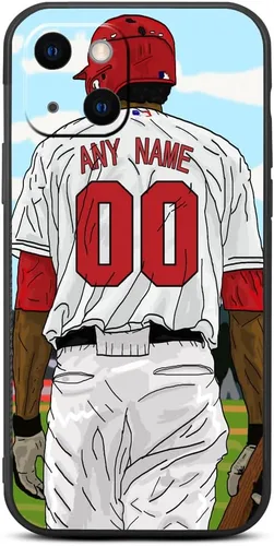 Miniatura 31 de Funda negra con nombre y número personalizable de camiseta de béisbol para iPhone 14 13 12 11 Xs Max XR 8 7 6 Plus 11 Pro mini, silicona