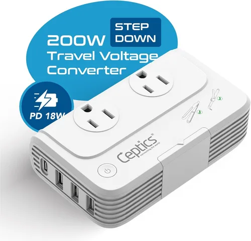 Miniatura 2 de Adaptador de conexión universal a tierra Ceptics, 4 USB + convertidores 150 W, Blanco