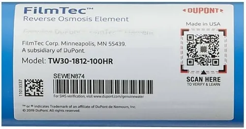 Miniatura 2 de Dow FilmTec, Membrana de rechazo TW30-1812-100HR 100 GPD TFC de alta para el sistema de ósmosis inversa (RO) de debajo del fregadero