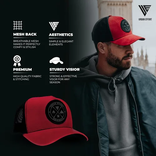 Miniatura 70 de Urban Effort Gorra trasera de malla, para hombres y mujeres, gorra de béisbol de 5 paneles, gran cierre a presión para caza y senderismo