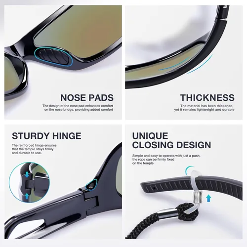 Miniatura 4 de RIVBOS Polarized Sports Sunglasses Driving Sun Glasses Shades for Men Women Tr90 Frame for Cycling Fishing Running RB831 Negro&gris