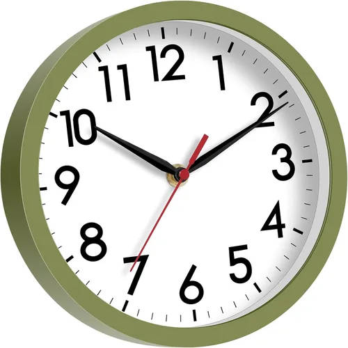 Miniatura 8 de AKCISOT Reloj de pared de 8 pulgadas, silencioso, sin tictac, relojes modernos a batería - analógico pequeño clásico para oficina, hogar, baño