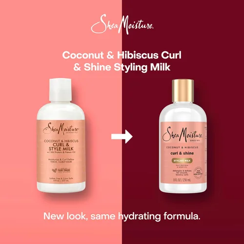 Miniatura 3 de SheaMoisture Curl & Style Milk Coco e Hibisco con Proteína de Seda y Aceite de Neem para Cabello Grueso, Definido y Rizado Comercio Justo, Sin