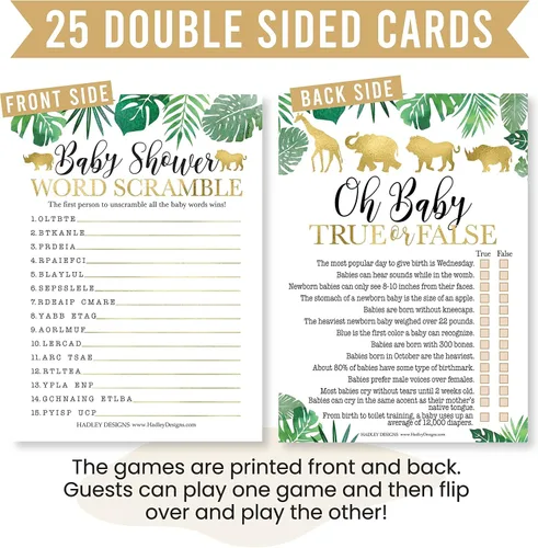Miniatura 6 de 25 Safari Word Scramble para baby shower, 25 juegos verdaderos o falsos, 25 juegos de animales para bebés, 25 juegos de rimas para guardería, 4