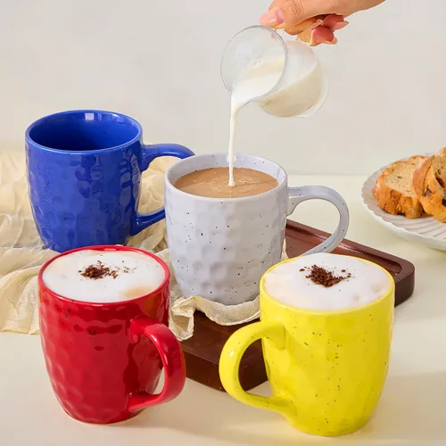 Miniatura 6 de Juego de 4 tazas de café de cerámica grandes de 14 onzas con asas, café, ensalada, fideos, etc. tazas para café con leche de cereales