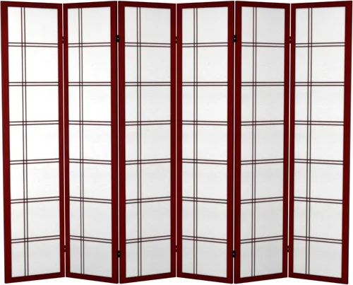 Oriental Furniture - Divisor doble de lona con cruz de 6 pies de alto, palisandro, 6 paneles Rosewood