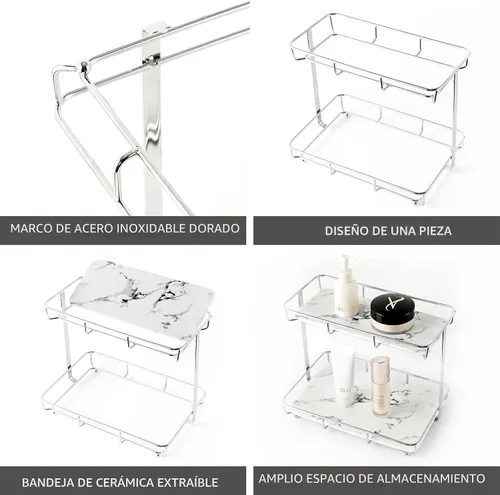 Miniatura 5 de Organizador de Baño para Encimera Organizador de Perfumes Organizador de Maquillaje Estante de Almacenamiento y Exhibición de Cosméticos Bandeja