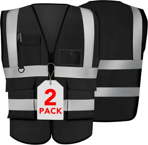 Miniatura 12 de XPCARE Chalecos de seguridad reflectantes para mujeres y hombres, chaleco de seguridad de alta visibilidad con bolsillos y cremallera frontal